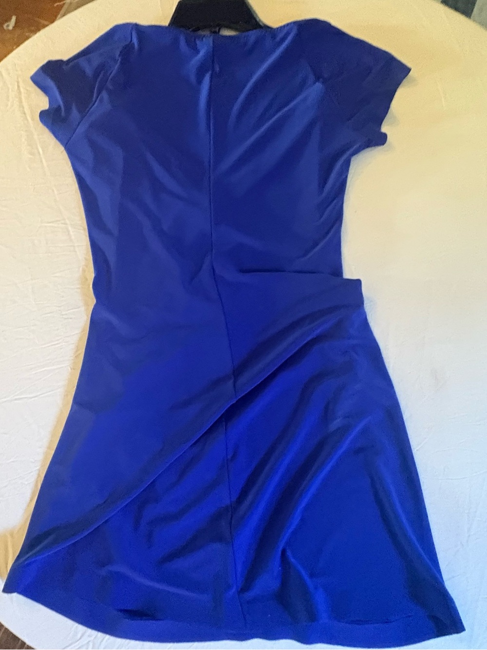 Norma Kamali Cobalt Blue Short Sleeve Wrap-Detail Mini Dress